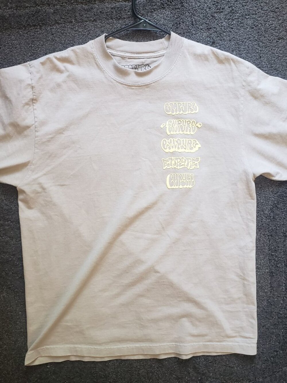 Empyre Men's L Beige Graphic Logo T-Shirt Short Sleeve Crew Neck Cotton